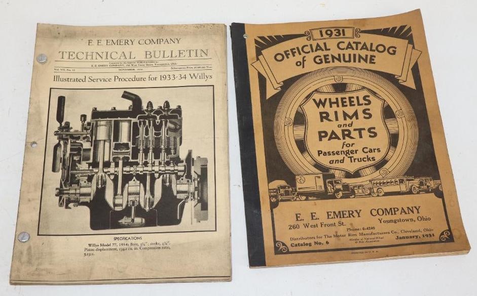 Group of 2 1931 E.E.Emery Wheels, Rims And Parts Catalog And 1934 Technical Bulletin: 11" x 8.50"