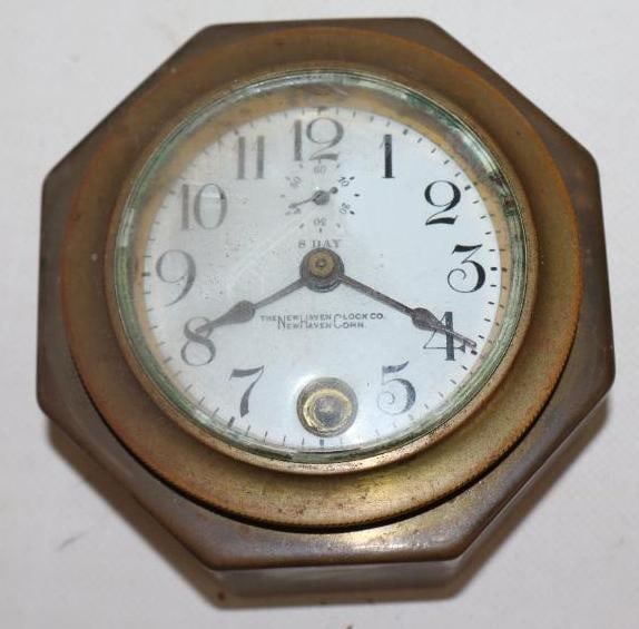 Brass New Haven Eight Day Dash Mount Automobile Clock (1 of 2)