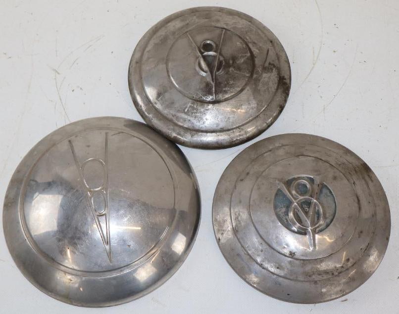 Group of 3 Different Ford V-8 Hubcaps (1 of 2)