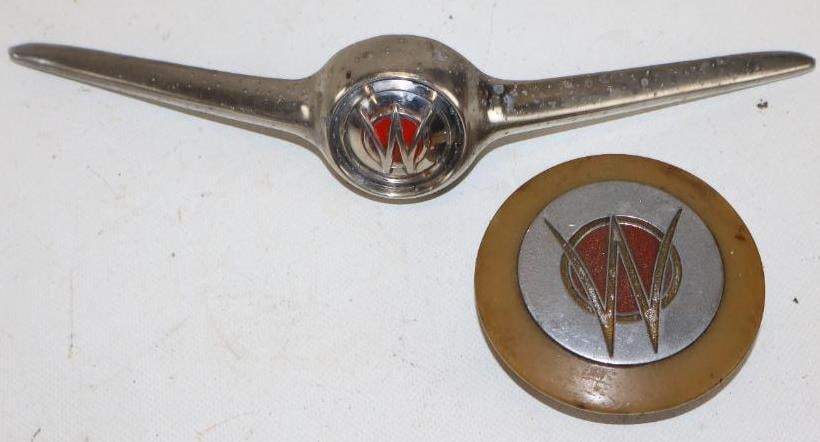 1940's Willys-Overland Horn Button Grill Badge: largest is 11" x 2"