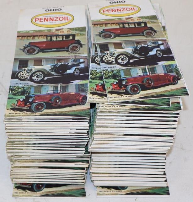 Group of 100 Pennzoil Ohio Road Maps w/ Early Car Scenes (1 of 3)