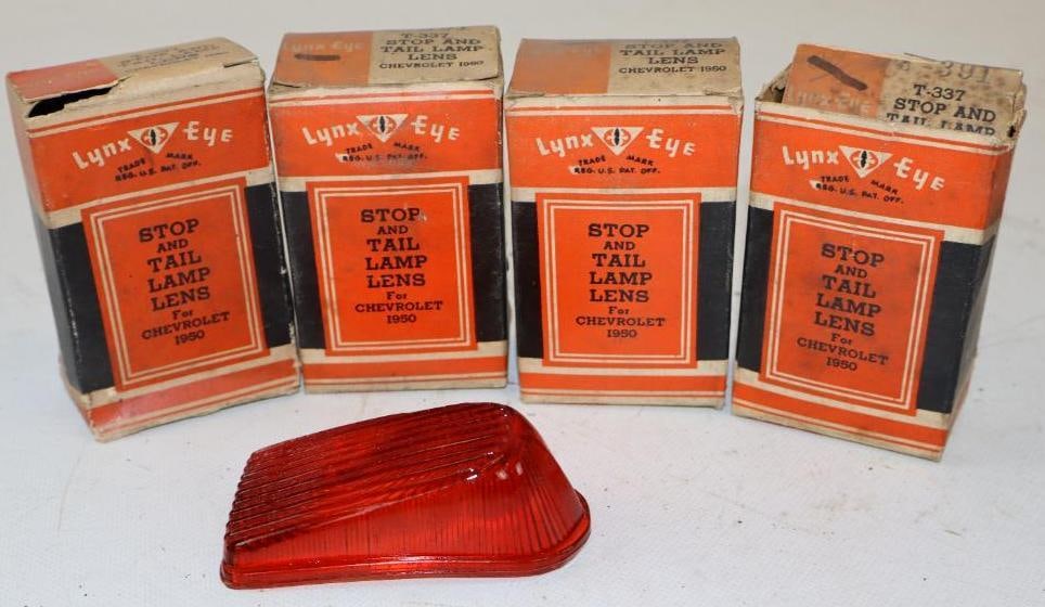 Group of 4 Lynx Eye 1950 Chevrolet Tail Light Lenses In Original Box (1 of 2)