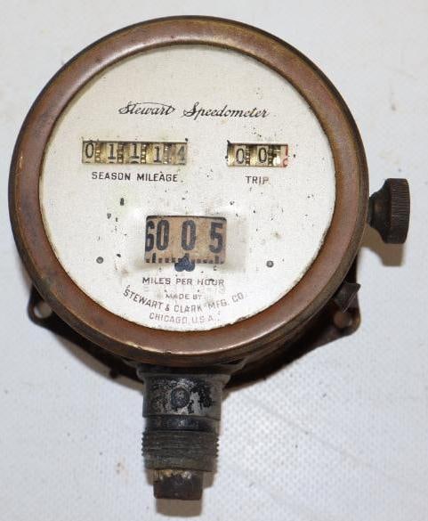 Early Stewart And Clark Speedometer: 3.25" diameter