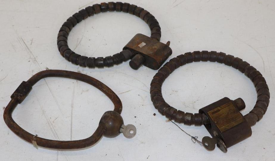 Group of 3 Early Automobile Spare Tire Locks w/ Key (1 of 2)