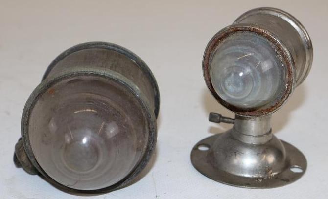 Group of 2 Different Early Automobile Indicator/Marker Lights: largest is 4" x 2" x 2.50"