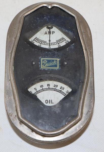 1920's Buick AMP and Oil Gauges: 5" x 3.25" x 2"