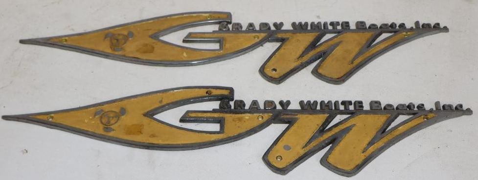 Group of 2 Grady White Boats Inc Hull Emblems: 18" x 3.50" each