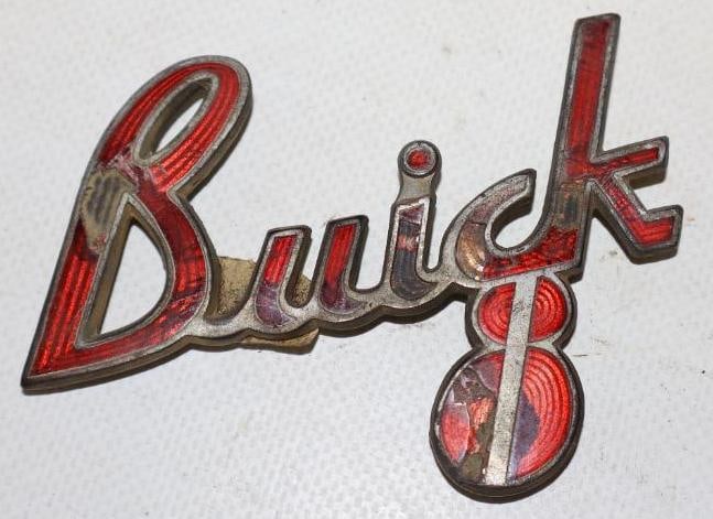 1937 Cloisonne Buick 8 Radiator Emblem Badge: 3.25" x 2.75"