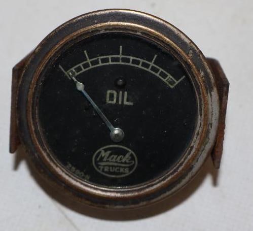 Early Mac Truck Oil Pressure Gauge: 2" diameter