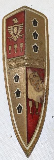 1940's Cloisonne DeSoto Emblem Badge: 5.50" x 1.75"