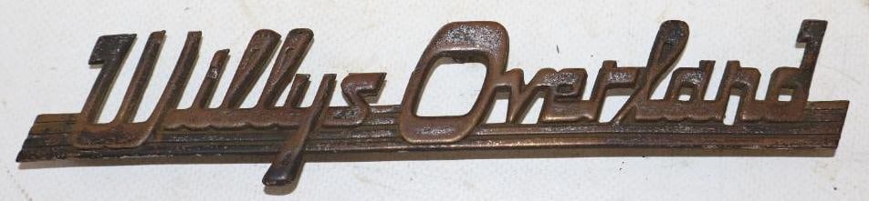 1940's Willys Overland Script Emblem: 7.50" x 1.50"