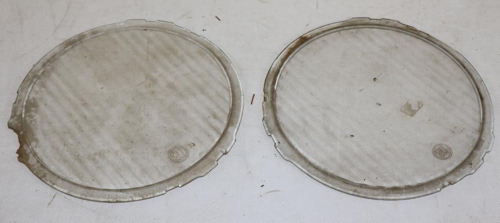 Pair of Dodge Brothers Motor Car Co Embossed Headlight Lenses: 8.25" each both have small chips