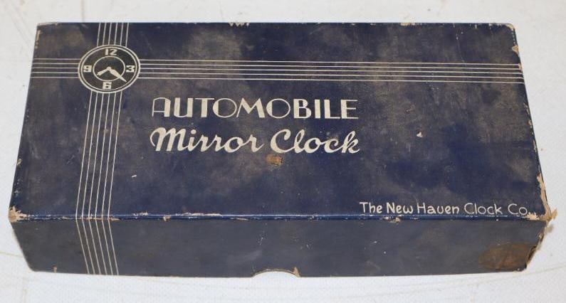 New Haven Automobile Clock Mirror Pull Wind In Original Box (1 of 4)