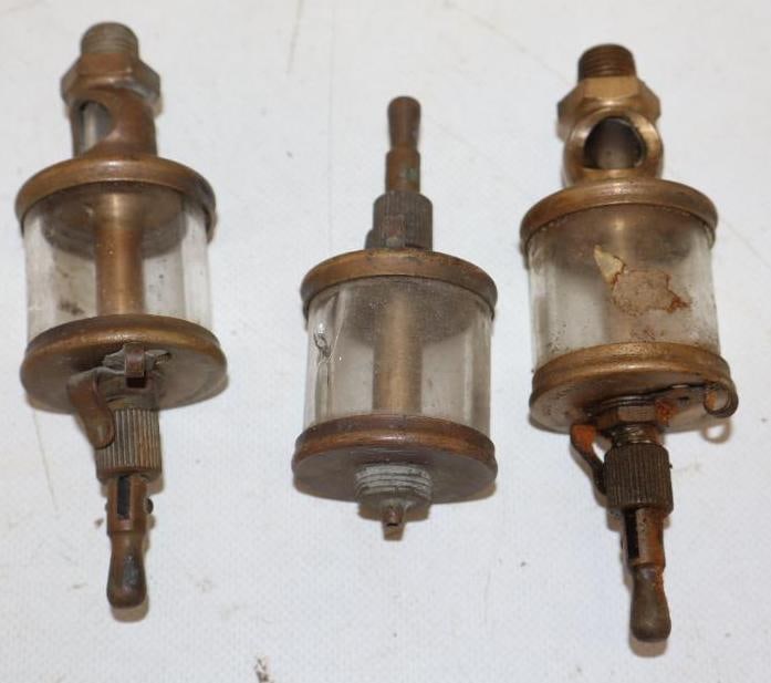 Group of 3 Brass And Glass Engine Oilers (1 of 2)