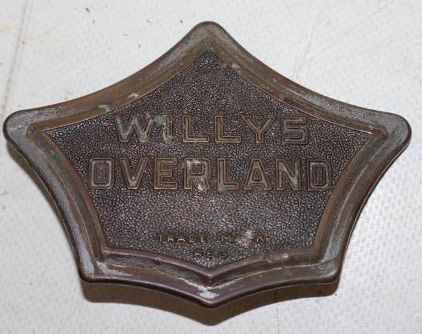 1932-1933 Willys Overland Headlight Bar Emblem: 3.50" x 2.75"