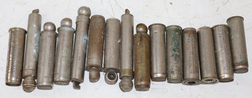 Group of 15 Early Automobile Balloon Tire Pressure Gauges: largest is 4" long