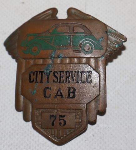 Cloisonne City Service Cab Hat Badge (1 of 2)