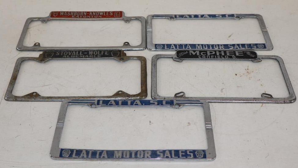 Group of 5 Early Ford Dealership License Plate Brackets (1 of 5)