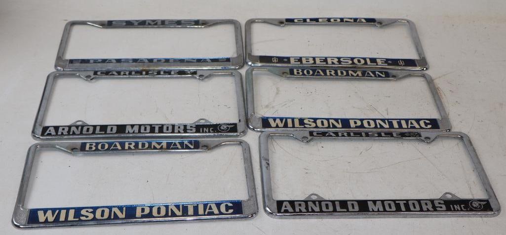 Group of 6 Cadillac, Oldsmobile And Pontiac Dealership Licenses Plate Brackets (1 of 6)