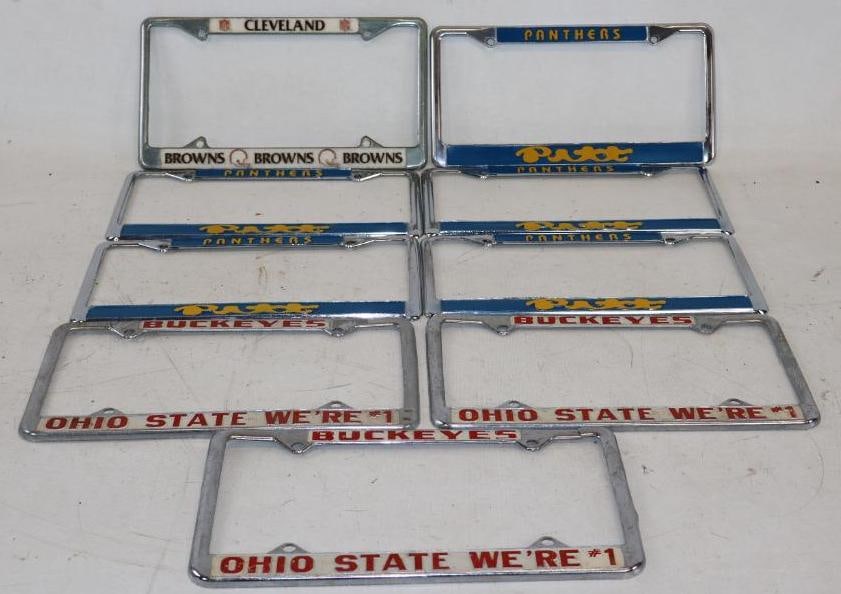 Group of 9   Pitts Panthers, Cleveland Browns And OSU Buckeyes Licenses Plate Brackets (1 of 5)