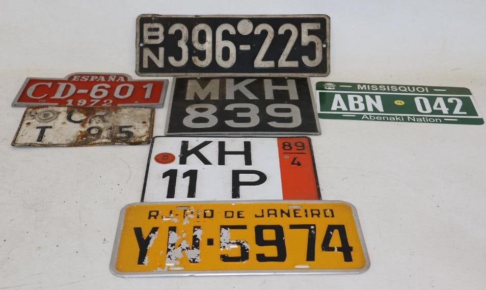 Group of  7 European And Other Countries Automobile License Plates (1 of 5)