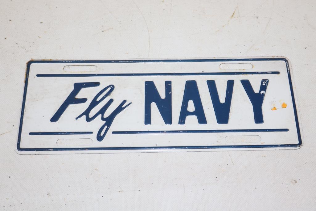 Fly Navy Embossed Automobile Booster License Plate (1 of 2)