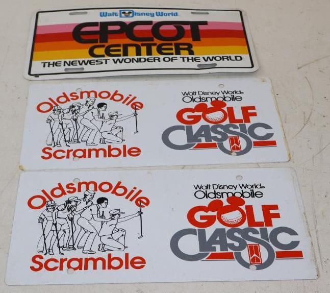Group of 3 Walt Disney World Oldsmobile Golf Classic Scramble and Epcot Center Booster License (1 of 2)