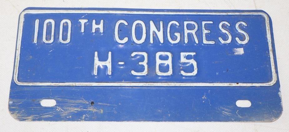 100th Congress Embossed License Plate Topper (1 of 2)