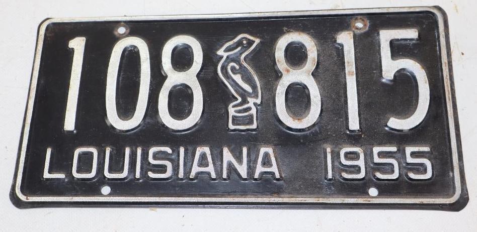 1955 Embossed Louisiana Pelican Automobile License Plate (1 of 2)