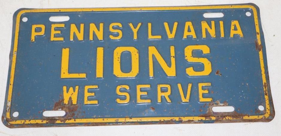 Embossed Pennsylvania Lions We Serve Booster Automobile License Plate (1 of 2)