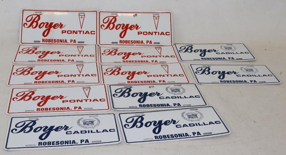 Group of 13 Boyer Cadillac and Pontiac Dealership Booster Automobile License Plates (1 of 4)
