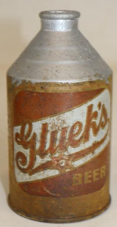 Gluek's Silver Growler Cone Top Beer Can: missing lid, 12 oz