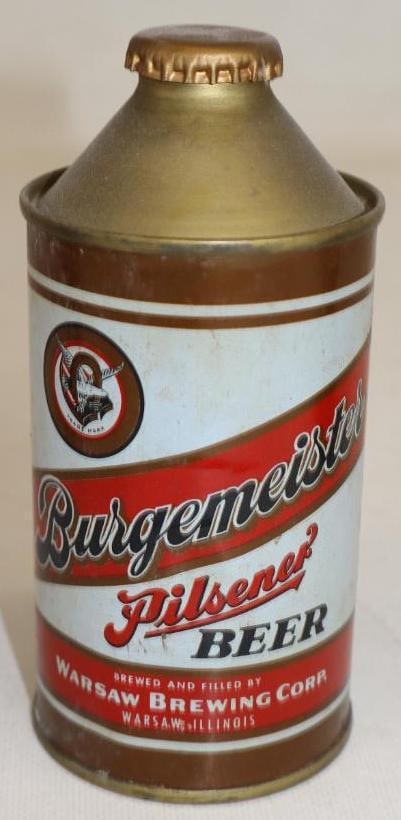 Bergemeister Pilsener Cone Top Beer Can: 12 oz