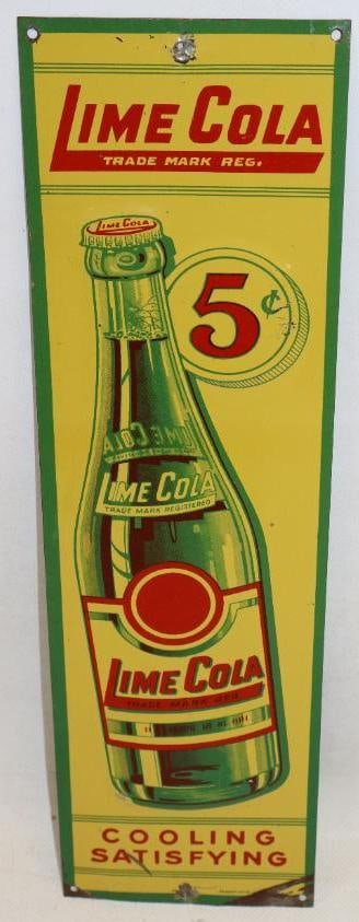 Cooling Satisfying Lime Cola Embossed Metal Door Push Advertising Soda Sign (1 of 6)