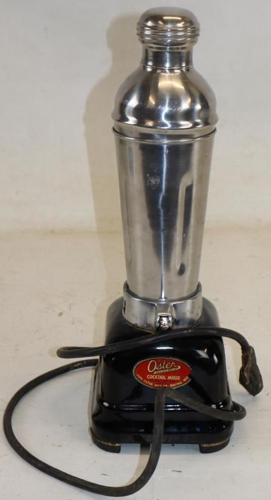 Oyster Stainless and Porcelain Cocktail Drink Mixer: It is in working condition. 5" x 6" x 17"