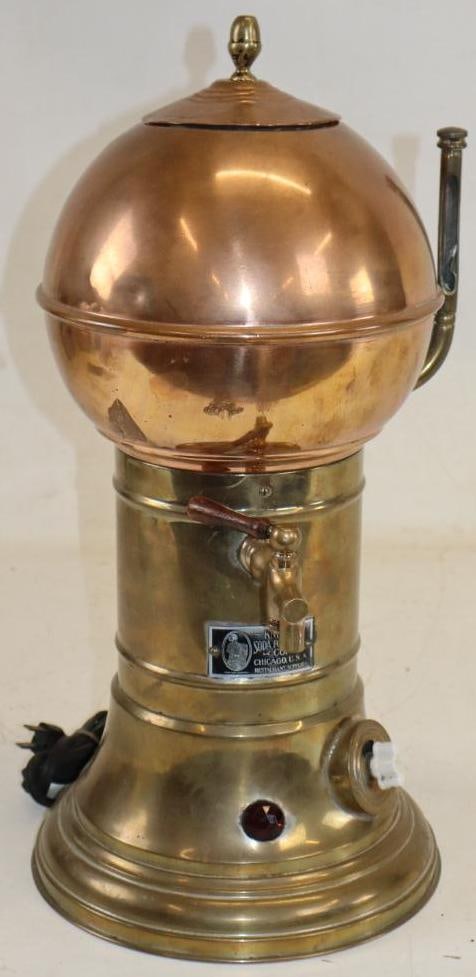 Brass and Copper Jeweled Knight Soda Fountain Dispenser: The Site Gauge is broken. 9.5" x 9.5" x 20"