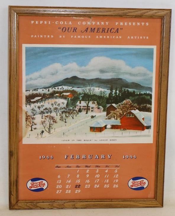 1944 February Pepsi-Cola Advertising Framed Calendar (1 of 5)