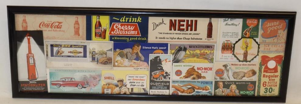 Group of 14 Coca-Cola, Cherry Blossom's , Nehi, Gulf and Kelly Tire Framed Advertising Ink Blotters (1 of 5)