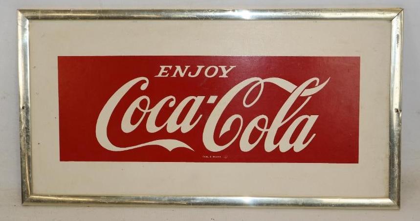 Enjoy Coca Cola Masonite Framed Advertising Sign (1 of 4)
