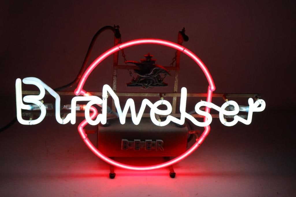 Budweiser Light Up Window Neon Advertising Display (1 of 3)