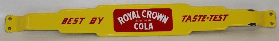 Royal Crown Cola " Best By Taste-Test " Porcelain Advertising Door Push: Excellent color and gloss with a few small chips 35"x4"x1"