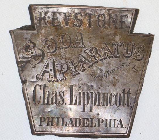 Keystone Soda Apparatus Engraved Metal Advertising Sign: 4.5" x 4"