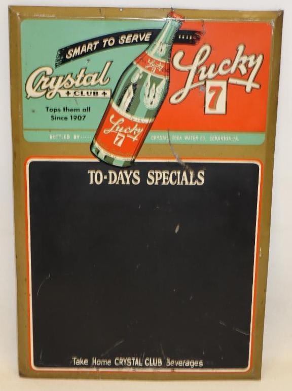 Smart To Serve Crystal Club Lucky 7 Soda Water Beverages Self Framed TOC Chalk Board Advertising (1 of 5)