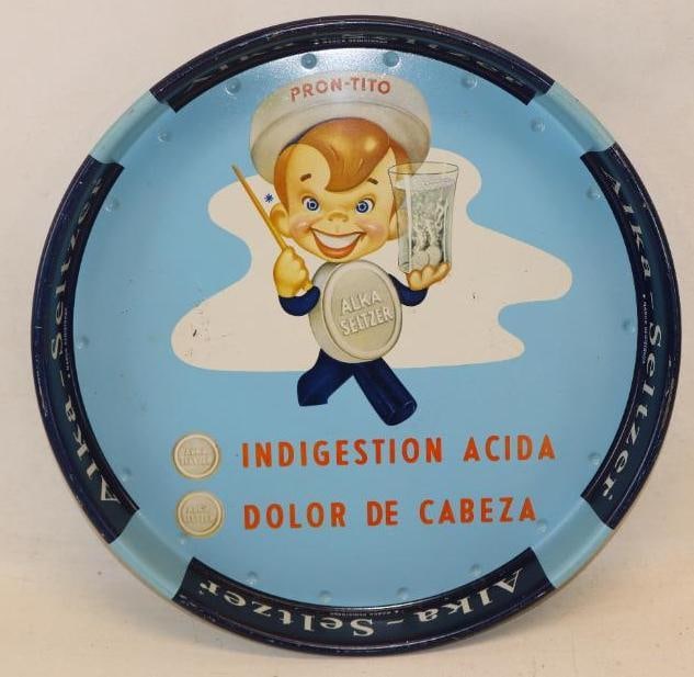 Alka-Seltzer "Speedy " Acid Indigestion And Headache Metal Spanish Advertising Serving Tray (1 of 8)
