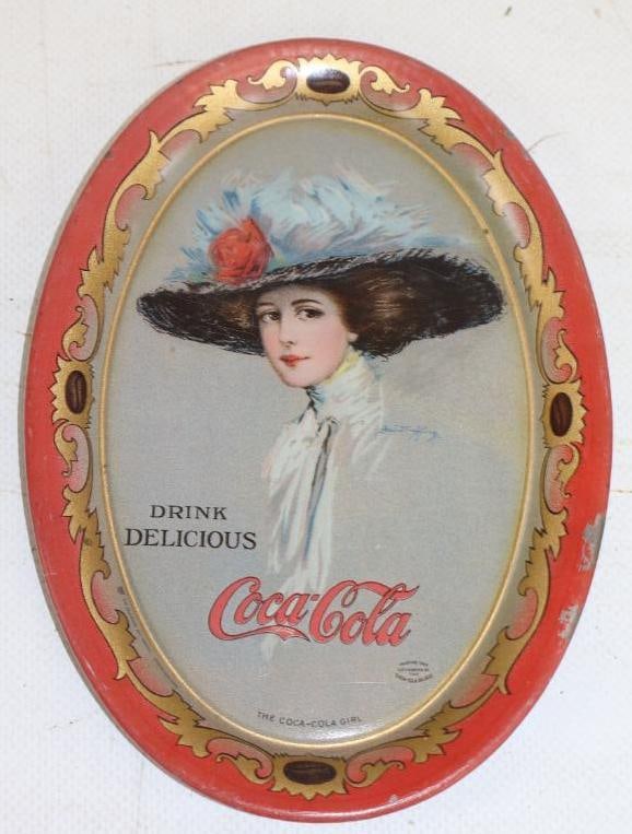 1910 Drink Delicious Coca Cola Oval Advertising Tip Tray (1 of 2)