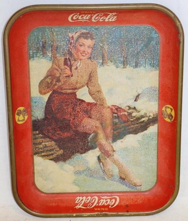 1941 Girl Ice Skating Coca Cola Advertising Tray (1 of 2)
