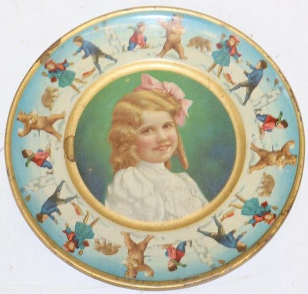 1907 Union Pacific Tin Litho Advertising Tray: It has nice bright colors with some oxidation on the reverse. 8" Diameter
