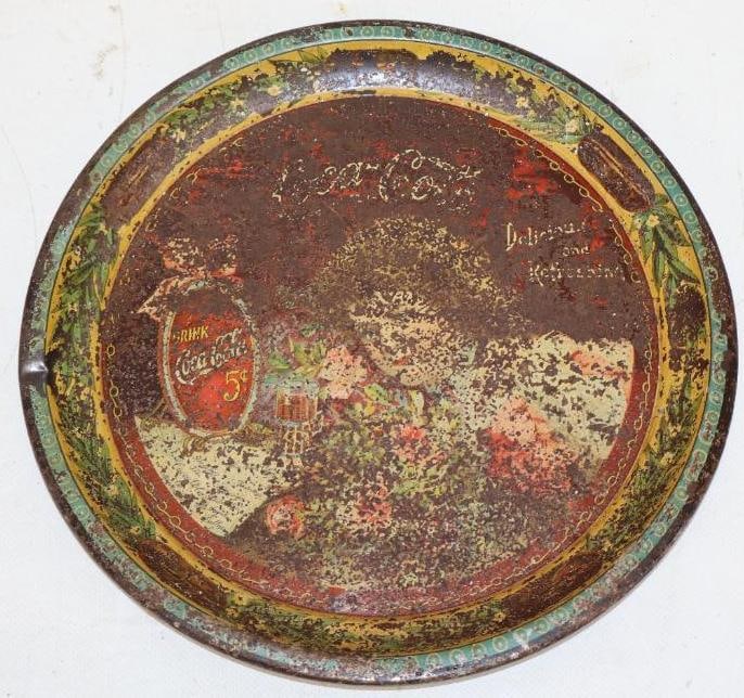 Early Coca-Cola Delicious and Refreshing Advertising Tray (1 of 2)