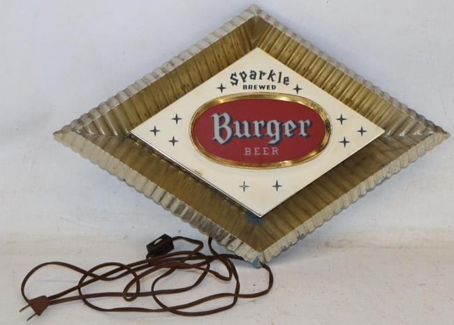 Burger Beer Sparkle Brewed Advertising Light Up Sign (1 of 3)
