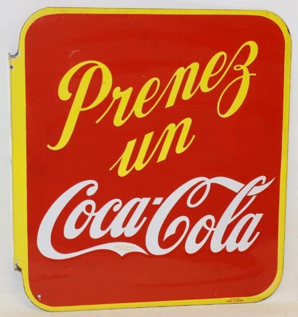 Have A Coca-Cola Double Sided Porcelain Flanged French Canadian Advertising Sign (1 of 15)